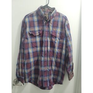 Mens Roper Long Sleeve Plaid Shirt Medium Western Cowboy Fall Colors